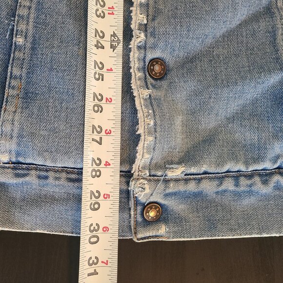 Vintage DeFossi Denim Vest Jean Sherpa Lined Men’s XL Distressed Workwear Grunge - Picture 5 of 7